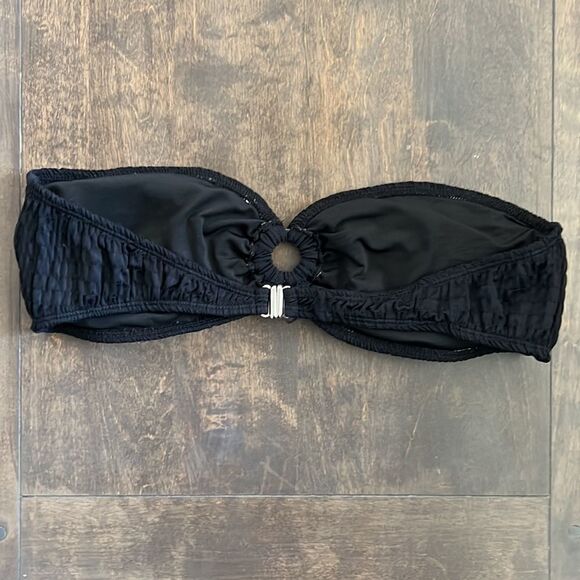 Lulus Cabana Life Black Smocked Strapless Bikini Top Lrg - Picture 6 of 9